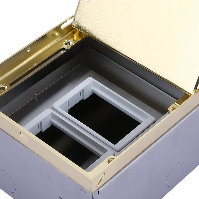 Gold Cover Floor Box – 150×150×90mm, 4-Way Module Housing (BF 150P-GO)
