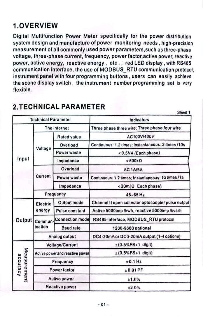 Digital Multifunction Meter (EM MU96)