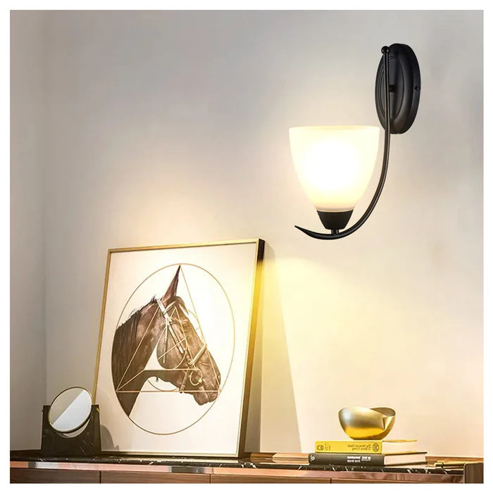 Curved Black Metal Frame With Elegant Wall Lamp PL 1104-01
