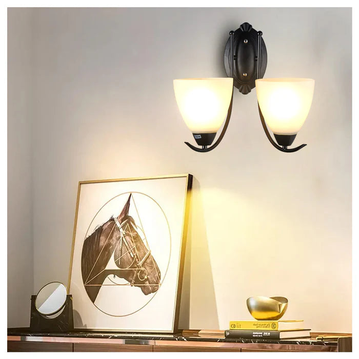 Elegant Wall Sconce with Frosted Glass Shade 2 Lamp PL 1104-02