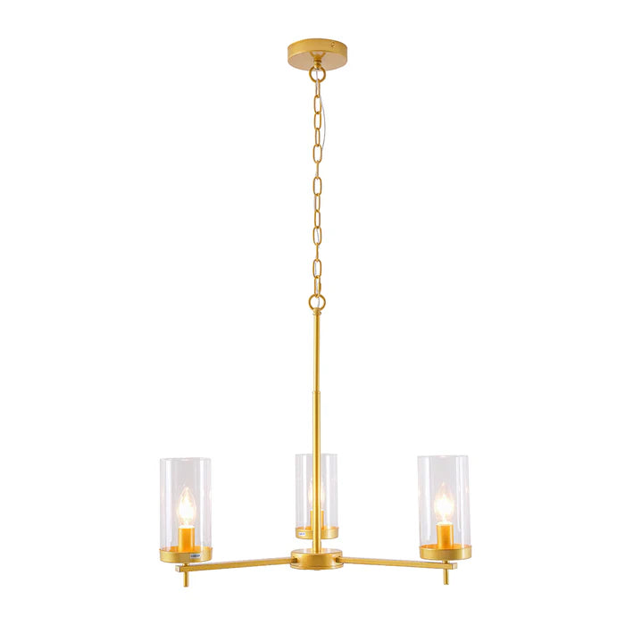Golden 3-Light Pendant Lamp with Clear Glass Shades (E14) (PL 1148-03-GO)