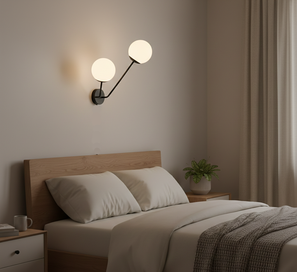 Tronic Black & White Iron Glass Fixture (PL 1155-02-RT-BK)