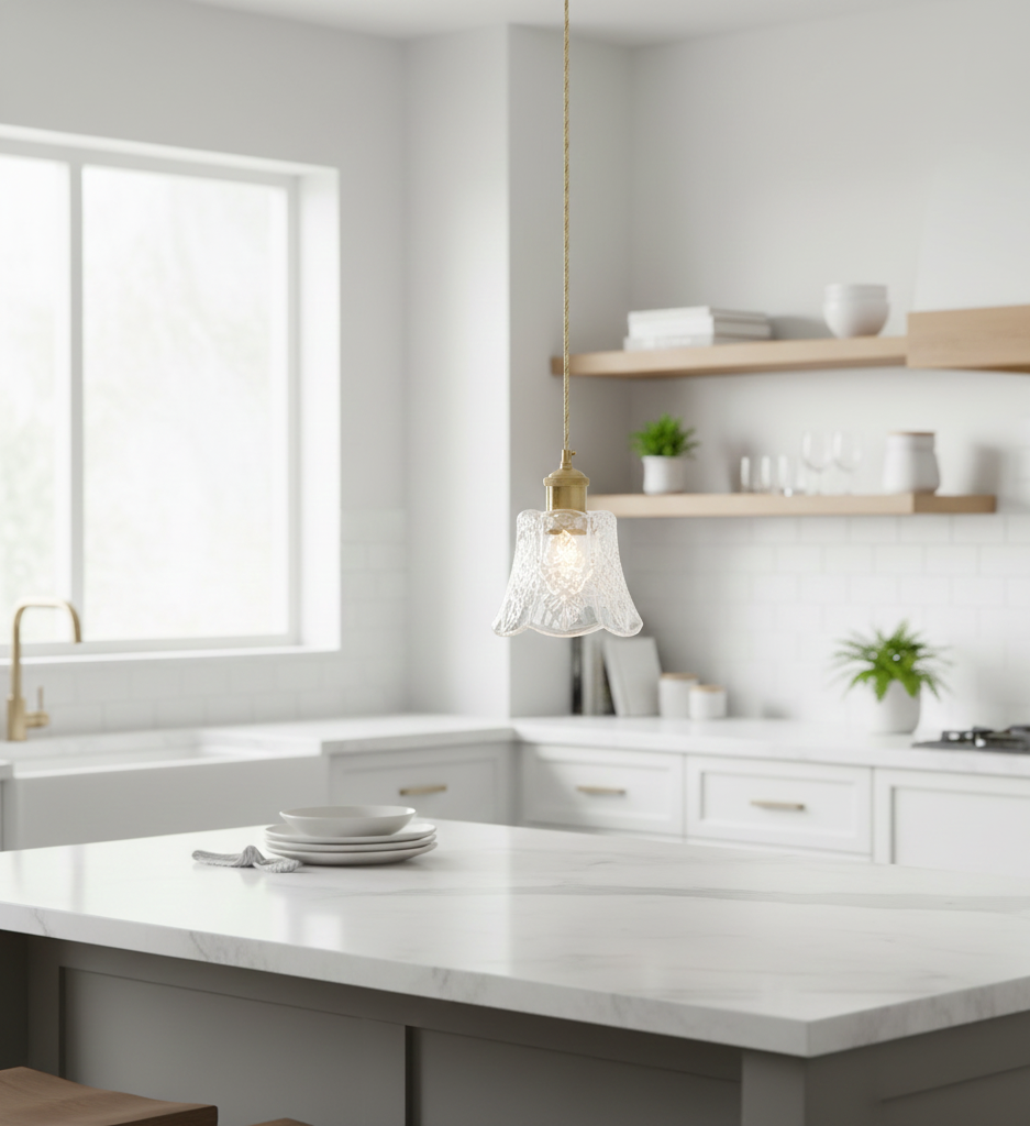 Vintage Floral Crystal Pendant Light 1*E27 (PL 2024-13-GL-CL)