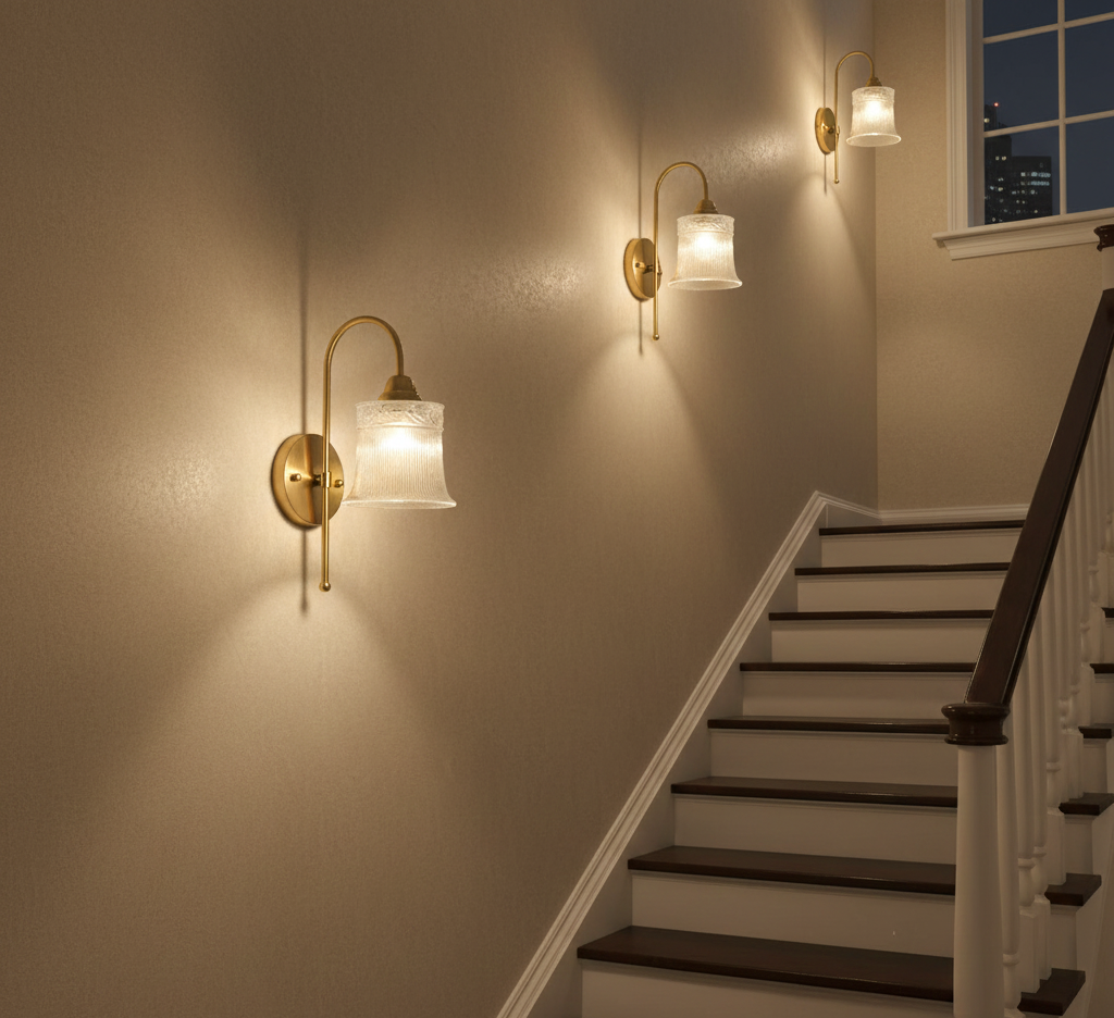 Vintage Embossed Glass Wall Light (PL 2504-GL-CL)