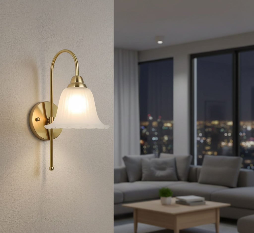 Vintage Bell-Shaped Wall Light (PL 2530-GL-WH)