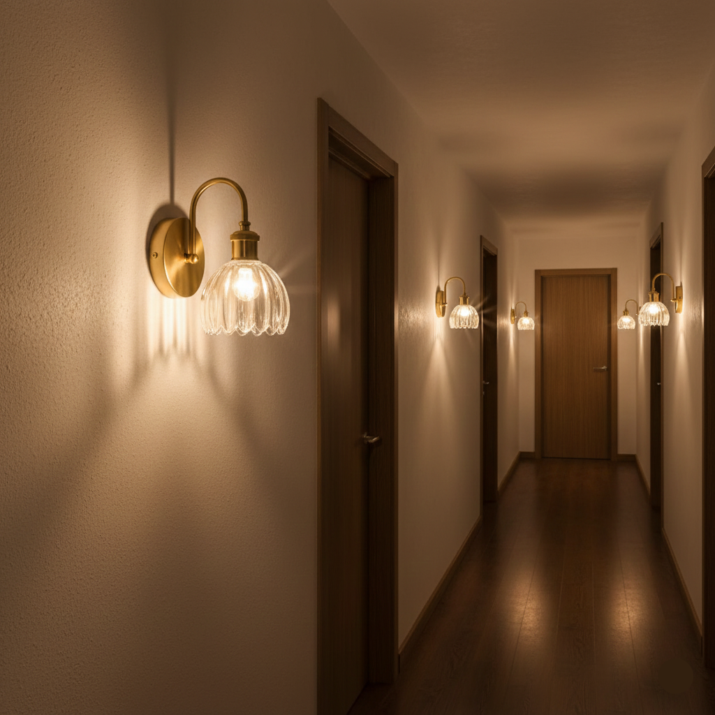 Crystal Dome Ribbed Glass Wall Light (PL 2532-GL-CL)