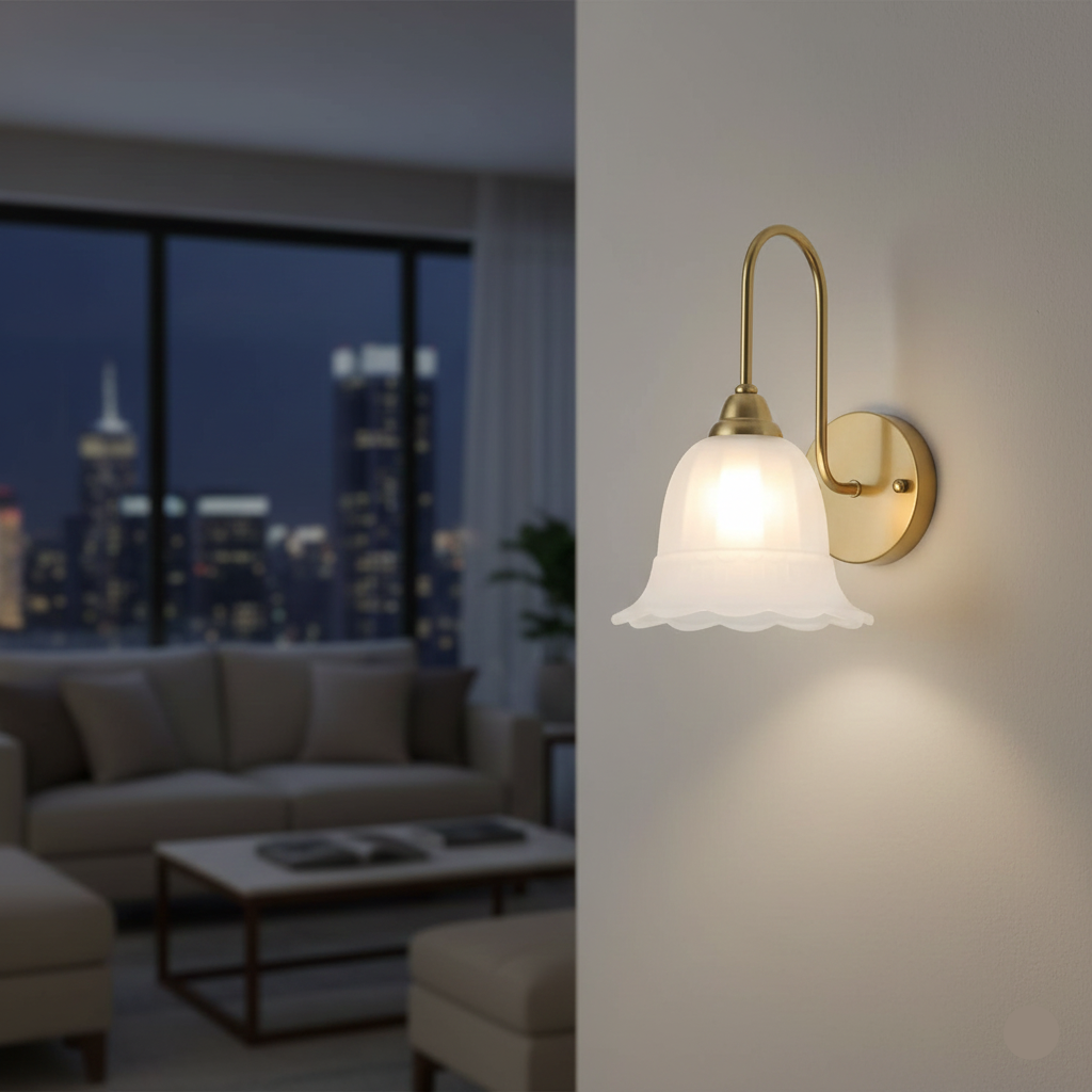 Victorian Fluted Frosted Glass Wall Light (PL 2541-GL-WH)