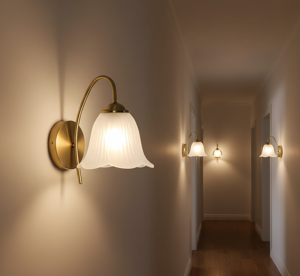 Vintage Tulip-Flare Frosted Wall Lamp (PL 2545-GL-WH)