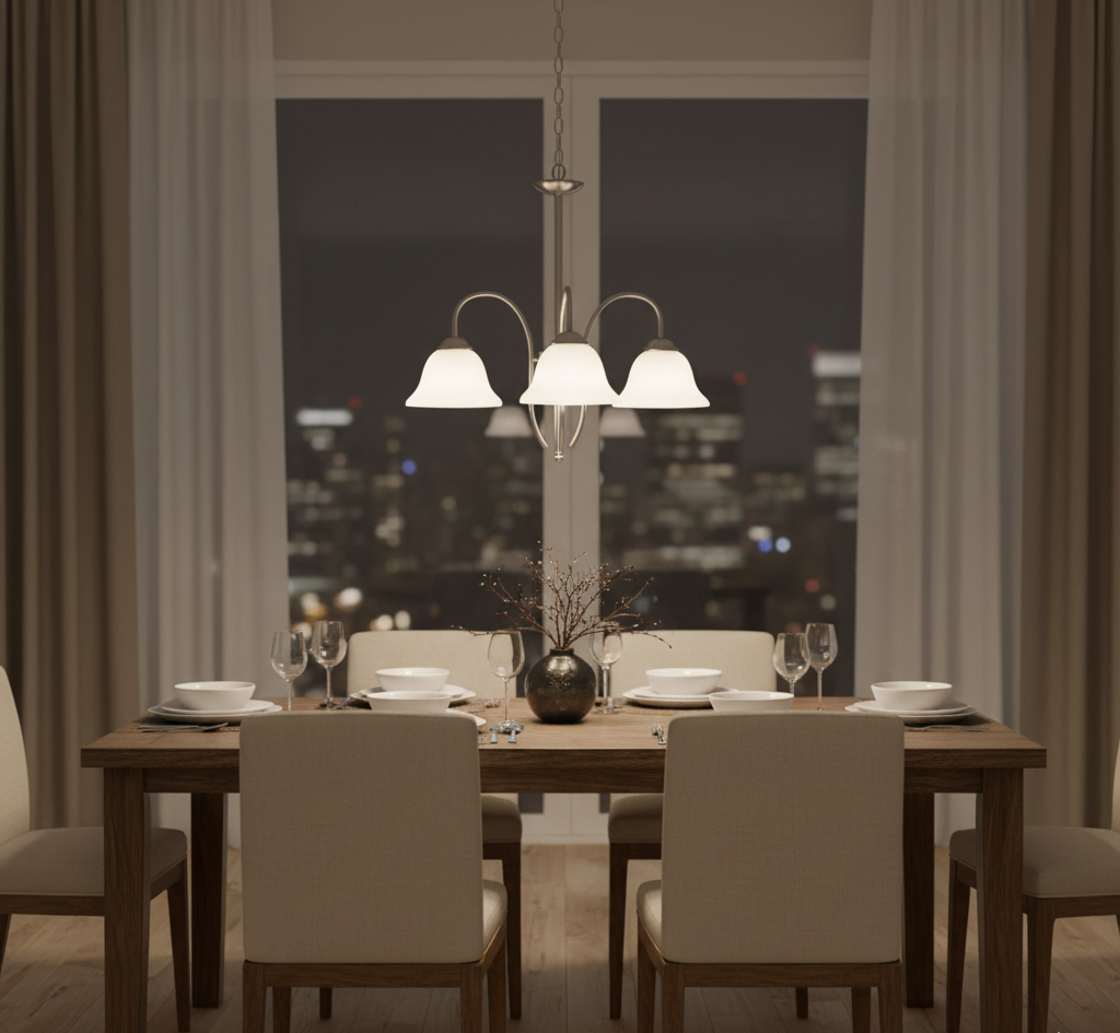 Black/Silver and White 3-Arm Decorative Pendant Lamp (PL 7032-27-03-)