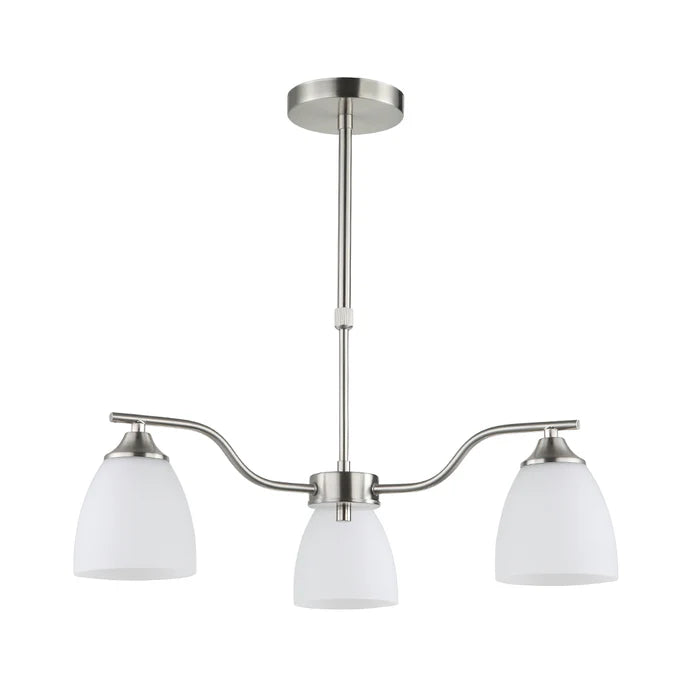 Silver & White 3-Light Glass Pendant