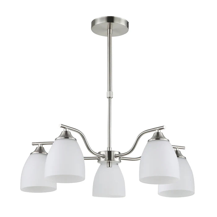 Silver & White 5-Light Glass Pendant