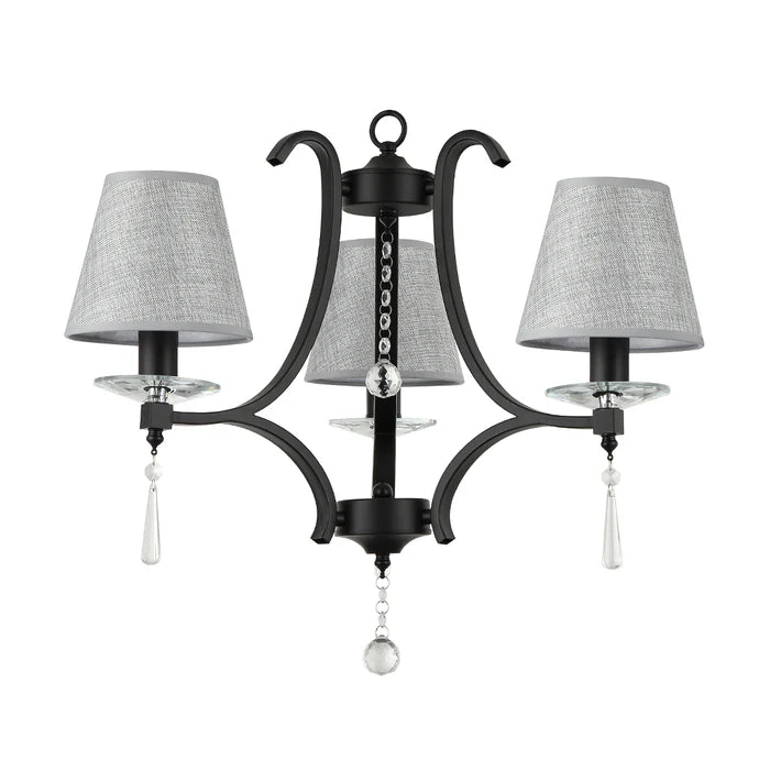Elegant Black/Grey Pendant Lamp with Fabric Shades