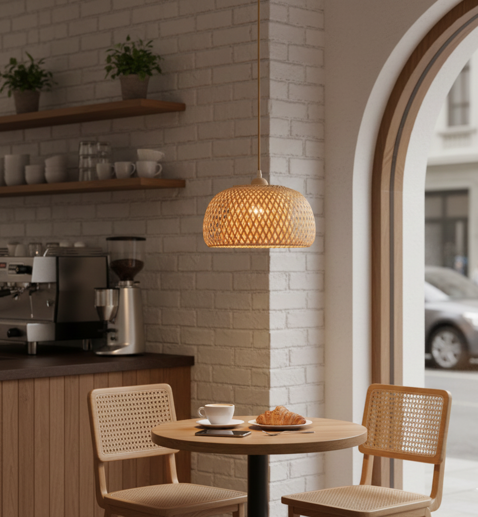 Bamboo Dome Pendant Lamp – Natural Wood Style, E27 Holder (PL WD25-06-02)