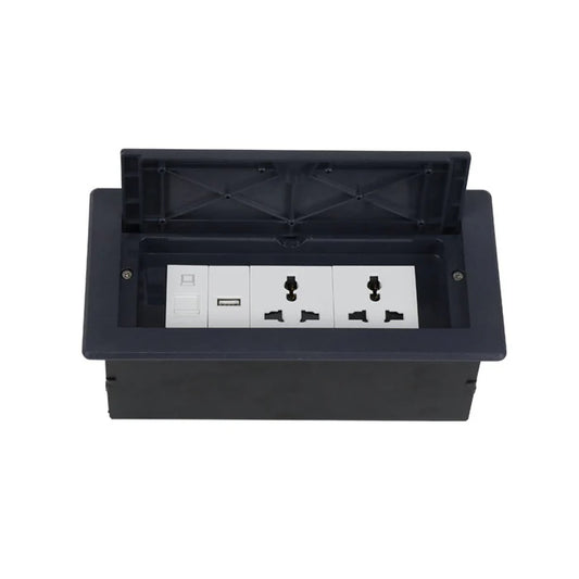 In Desk Socket 2G Universal + USB + RJ45 Data (BF INDE-03-UB-BK)