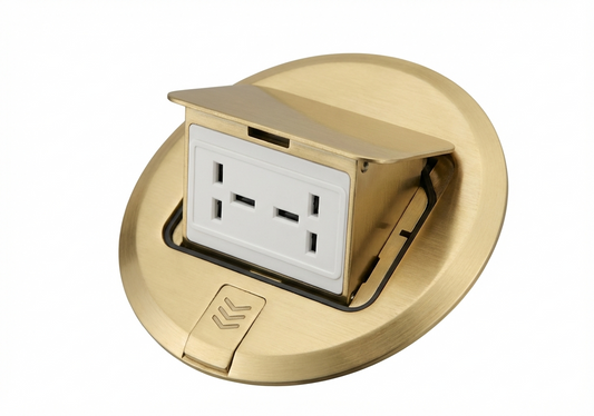 Tronic Brass Pop-Up Floor Socket - Universal 2-Gang (BF POPU-08-UN)