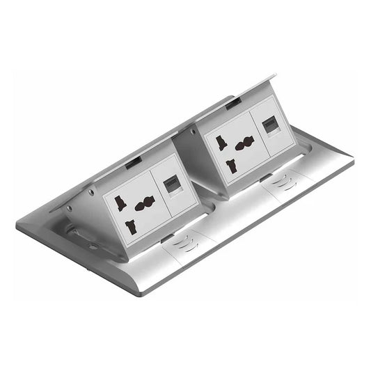 Dual Universal Socket Pop-Up Floor Panel with RJ45 Ports (BF POPU-11-UN)