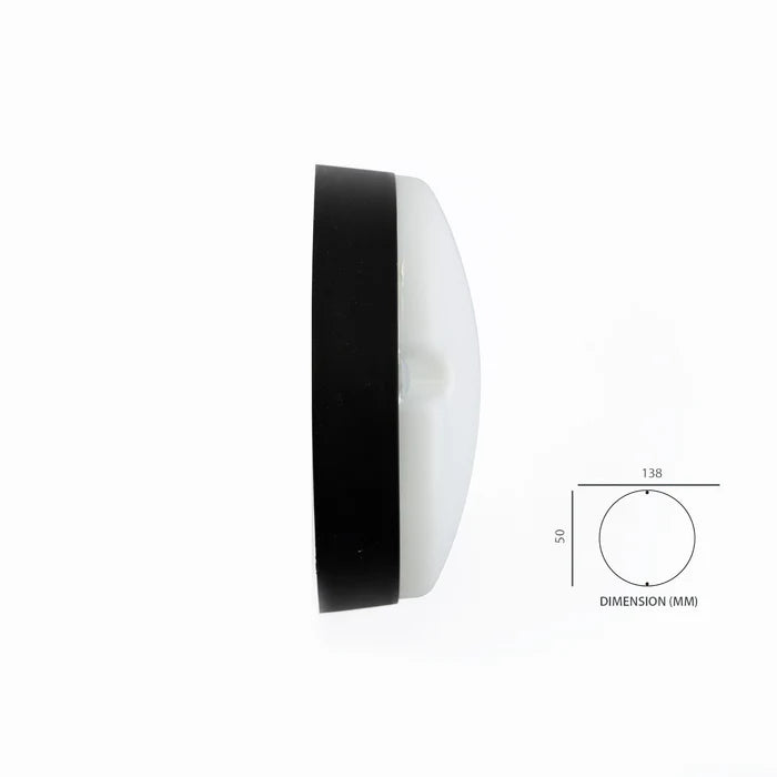 Black Round LED Warm White Bulkhead 12 Watts (CL AR12-BK-)