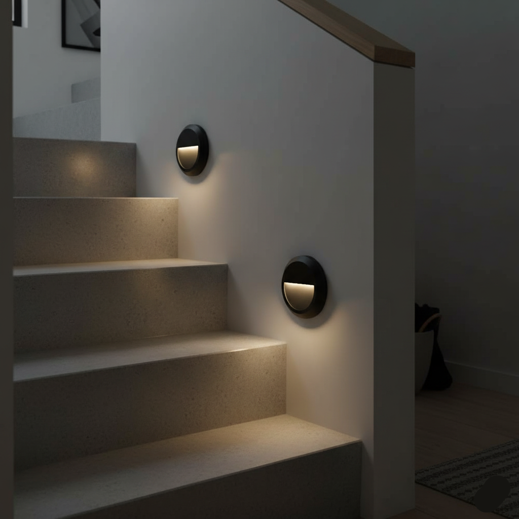 Circular LED step light (LL ABS-2016-BK)