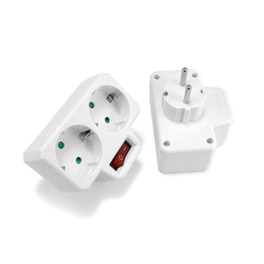 2Way European Pin European Pin Distribution Adaptor W Switch