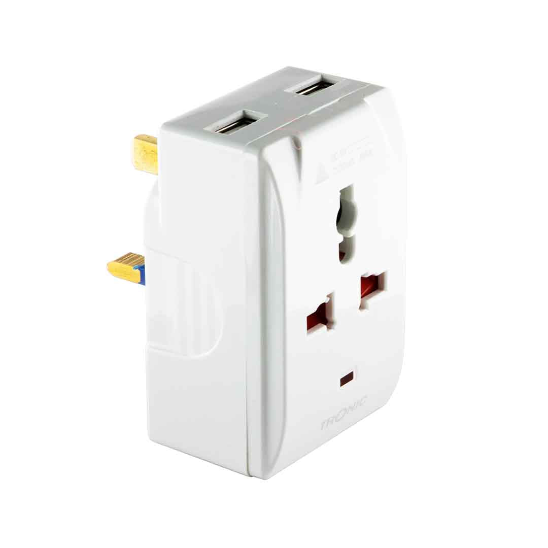 1way 13A Universal Multi Plug Adaptor w/ USB