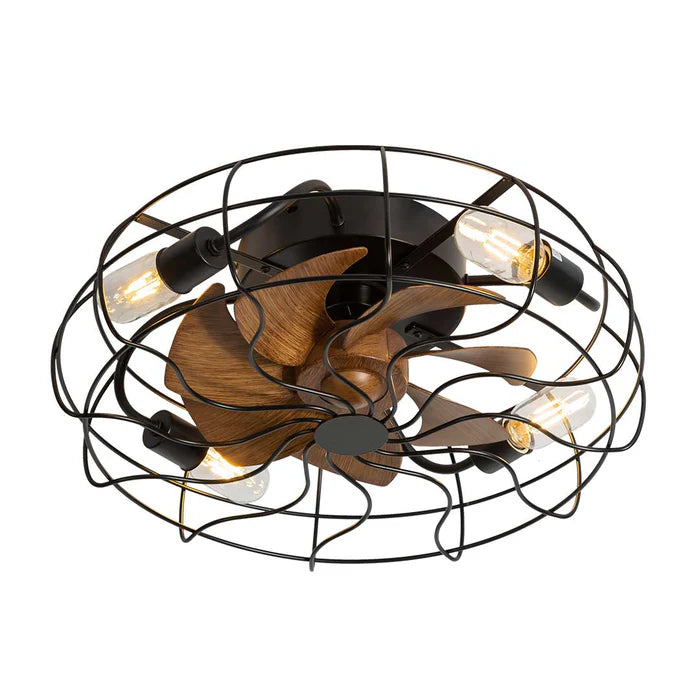 Vintage Cage Style Ceiling Light with Fan – 480mm (KD 1705)