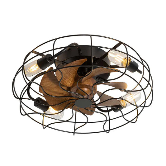 Vintage Cage Style Ceiling Light with Fan – 480mm (KD 1705)