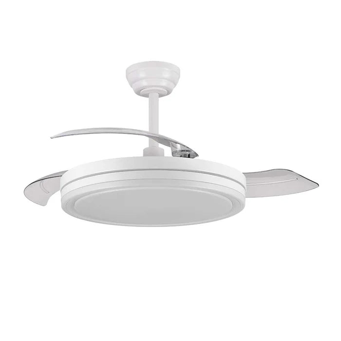 White Retractable Blade Ceiling Fan with LED Light (KD 1707-WH)