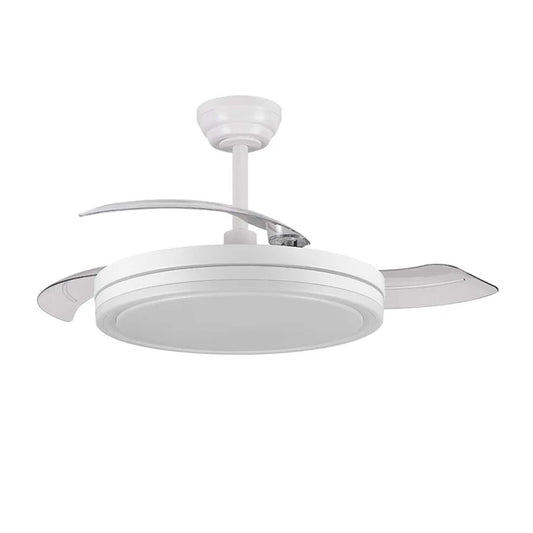White Retractable Blade Ceiling Fan with LED Light (KD 1707-WH)