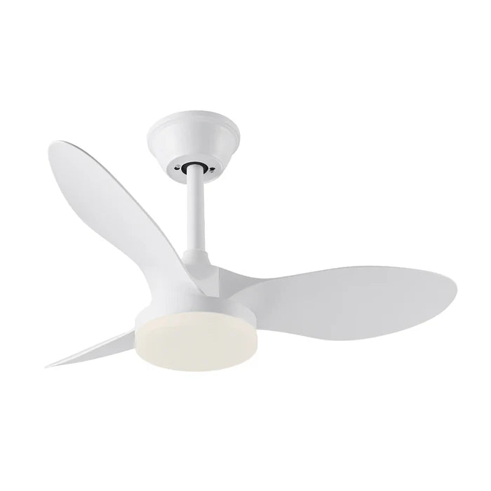 Minimalist White Ceiling Fan with LED Light – 3 Blades (KD 1858)