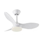 Minimalist White Ceiling Fan with LED Light – 3 Blades (KD 1858)