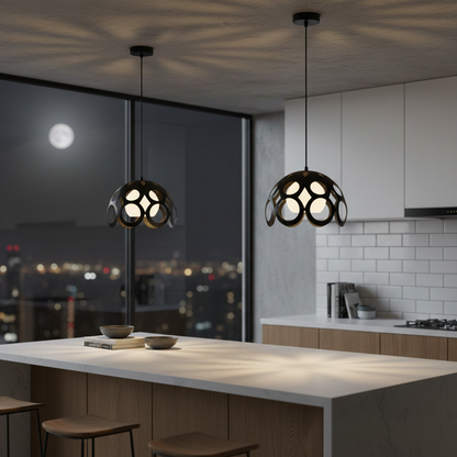 Black Orbital Cage Pendant Lamp (PL 7909-BK)