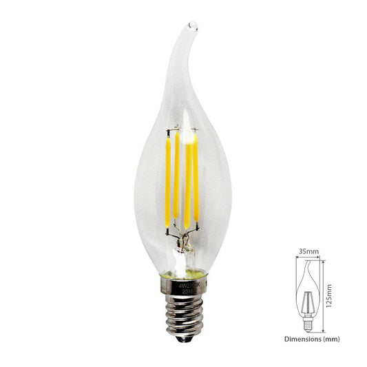 4W LED Candle Filament Tail Bulb (E14-Screw)