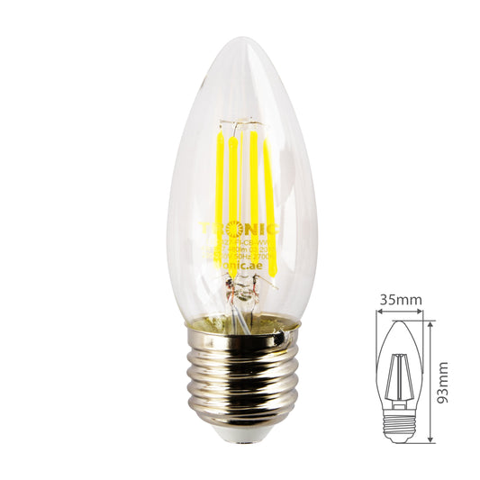 E27-Screw 4W LED Candle Filament Bulb (LE 0427-FI-CB-WW)