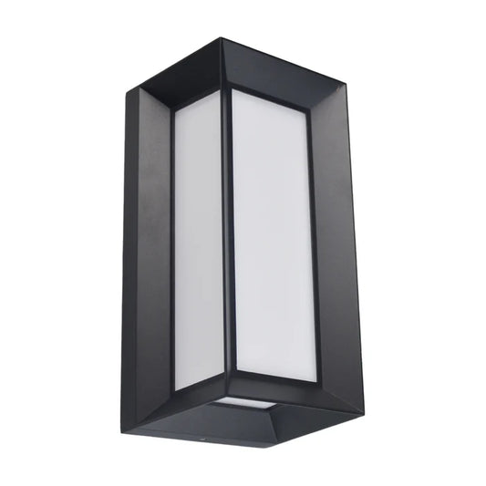 Black Aluminium Wall Light – IP65, Angular Lantern Style (LL 5006-BK)