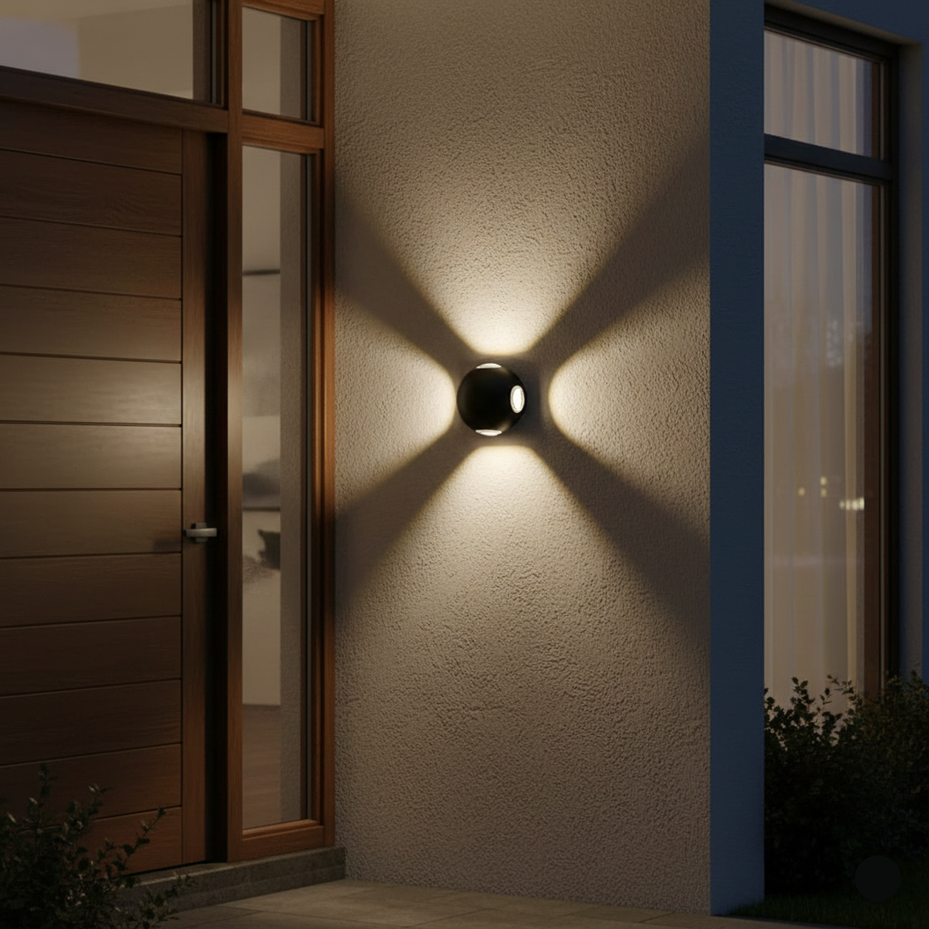 Black Round 4 Way Wall Light (LL 6001-BK-WW)