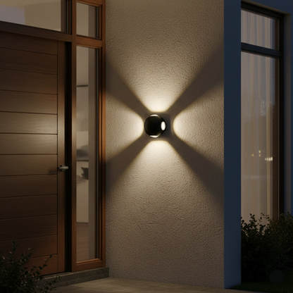 Black Round 4 Way Wall Light (LL 6001-BK-WW)