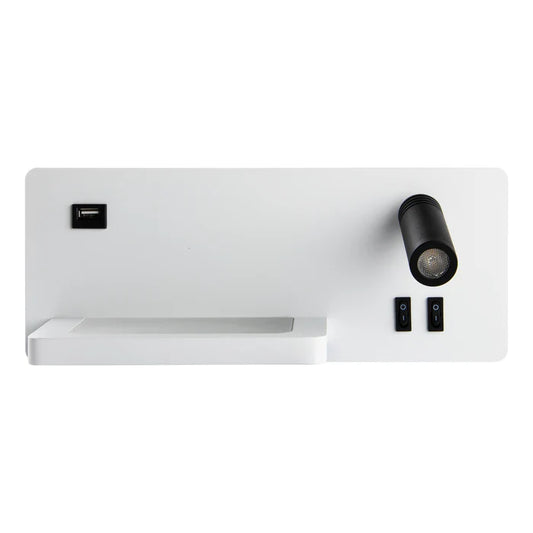 Premium Bedside Wall Lamp with USB Charging Port & Reading Light (LL 602UB-20-WH-WW)