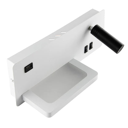 Premium Bedside Wall Lamp with USB Charging Port & Reading Light (LL 602UB-20-WH-WW)