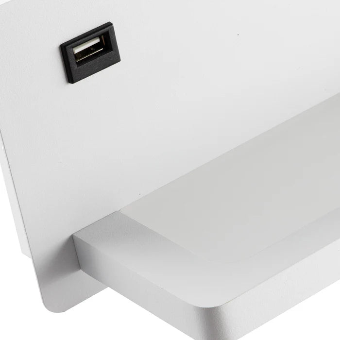Premium Bedside Wall Lamp with USB Charging Port & Reading Light (LL 602UB-20-WH-WW)