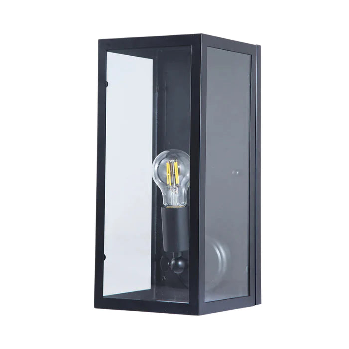 Classic Black Outdoor Wall Light – Glass Panel Design