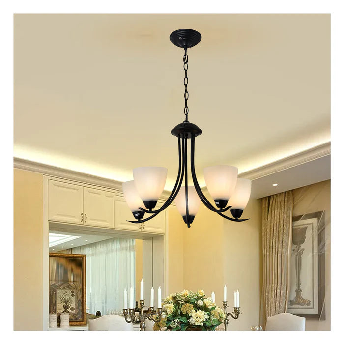 5-Light Chandelier Light With Frosted Glass Shades PL 1104-05