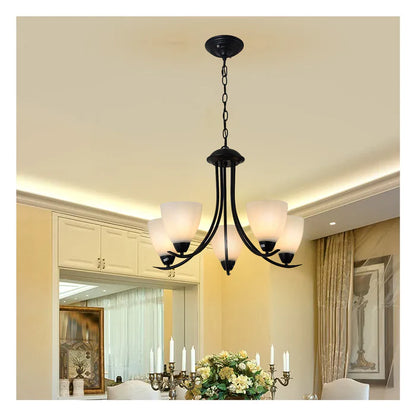 5-Light Chandelier Light With Frosted Glass Shades PL 1104-05