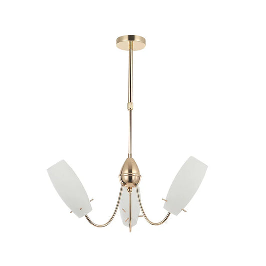 Golden Chandelier Lamp with White Glass Shades (PL 7001-14-03-GD)
