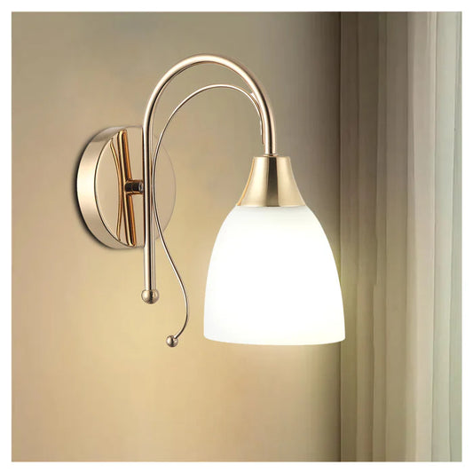 Golden Curve Wall Light with Frosted Glass Shade (PL 7003-27-01-GD)