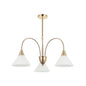 Golden 3-Light Chandelier with White Glass Shades (PL 7004-27-03-GD)
