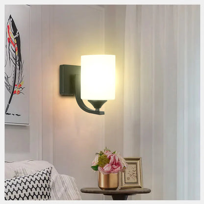 Cylindrical Frosted Glass Shade Wall Lamp PL 7015-27-01