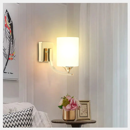 Cylindrical Frosted Glass Shade Wall Lamp PL 7015-27-01