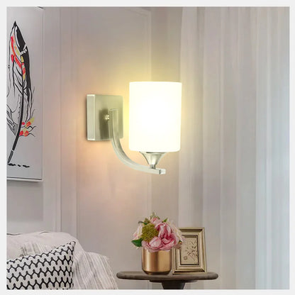 Cylindrical Frosted Glass Shade Wall Lamp PL 7015-27-01