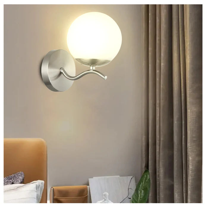 Modern Minimalist Wall Lamp Frosted Glass Globe Light