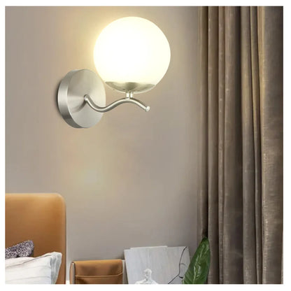 Modern Minimalist Wall Lamp Frosted Glass Globe Light